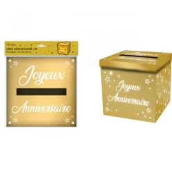 URNE CARTON ANNIVERSAIRE 20CM OR MÉTAL