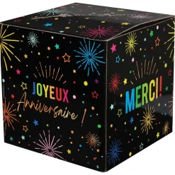 URNE CARTON ANNIVERSAIRE FESTIF MULTI 20CM NOIR