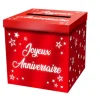 URNE CARTON CAGNOTTE ANNIVERSAIRE 20CM ROUGE