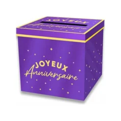 URNE CARTON CAGNOTTE ANNIVERSAIRE 20CM VIOLET