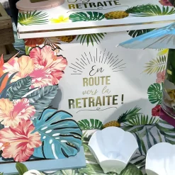 URNE CARTON CAGNOTTE RETRAITE TROPICAL 20CM
