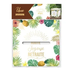 URNE CARTON CAGNOTTE RETRAITE TROPICAL 20CM