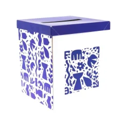 URNE CARTON FESTIF AZUR ABSTRAIT 21X25X21CM INDIGO