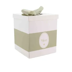 URNE CARTON MERCI BAPTÊME 21X25CM VERT-DE-GRIS