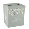 URNE CARTON MERCI BOTANIQUE 21X25CM VERT DE GRIS
