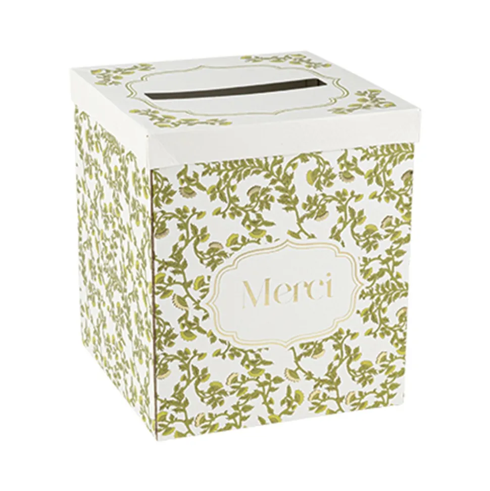 URNE CARTON MERCI JARDIN BOTANIC 21X25CM PISTACHE