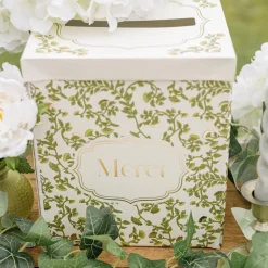 URNE CARTON MERCI JARDIN BOTANIC 21X25CM PISTACHE