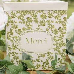 URNE CARTON MERCI JARDIN BOTANIC 21X25CM PISTACHE