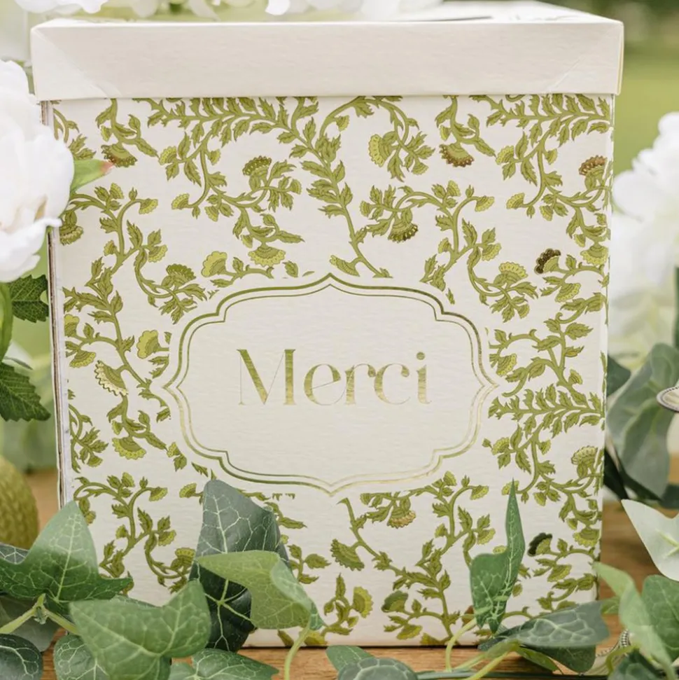 URNE CARTON MERCI JARDIN BOTANIC 21X25CM PISTACHE