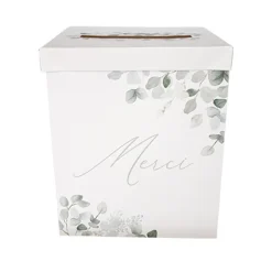 URNE CARTON MERCI JARDIN BOTANIC 21X25CM SAUGE