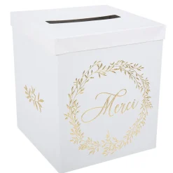 URNE CARTON MERCI JOLIS BRINS 21X25CM OR