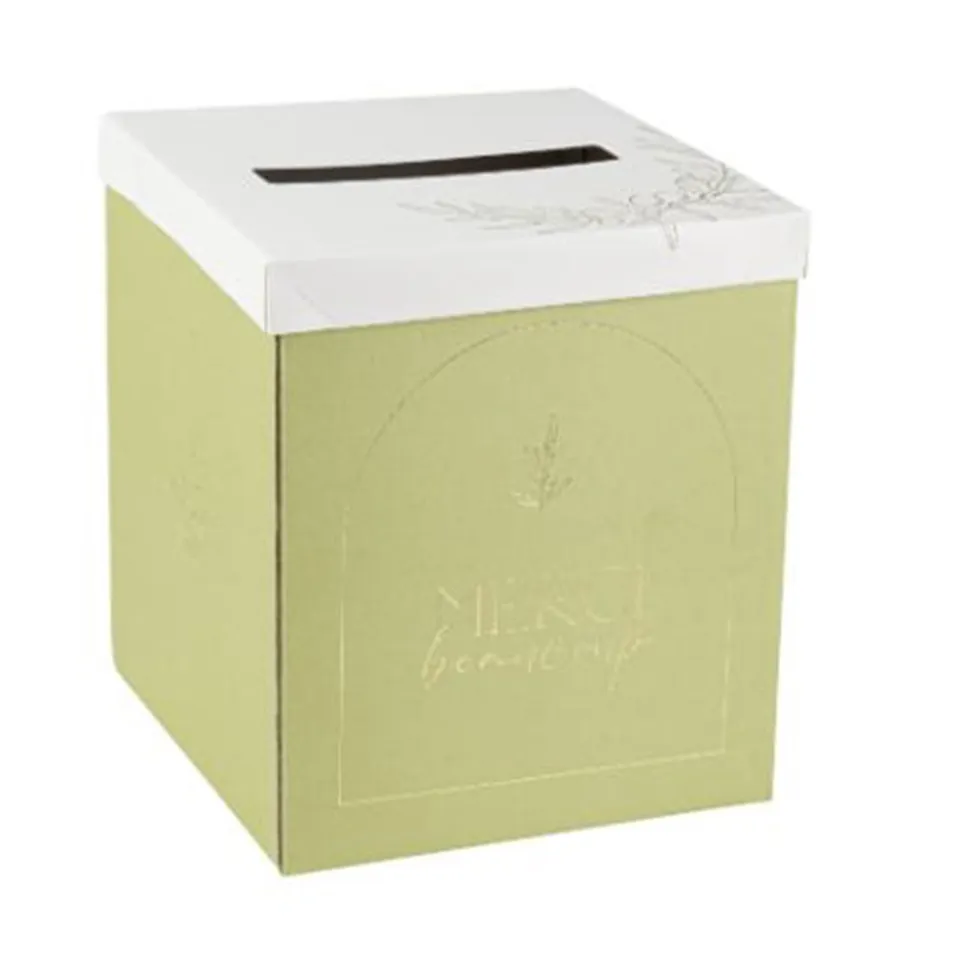 URNE CARTON MERCI OLIVIER 21X25CM SAUGE
