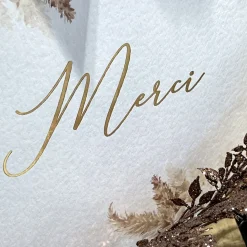 URNE CARTON MERCI PAMPA FLEUR COTON 21X25CM BLANC