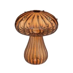 VASE CHAMPIGNON VERRE RAINURÉ AUTOMNE 9X11CM