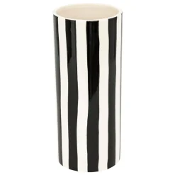 VASE CÉRAMIQUE CYLINDRE RAYÉ EDRIC 30CM NOIR