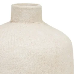 VASE CÉRAMIQUE GRÈS STRIÉ ROMIA 43CM NUDE