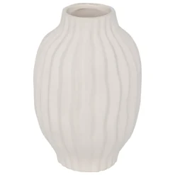 VASE CÉRAMIQUE STRIÉ FERNAN 22CM BLANC MAT