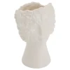 VASE CÉRAMIQUE VISAGE FÉMININ ANTIQUE 21CM BLANC