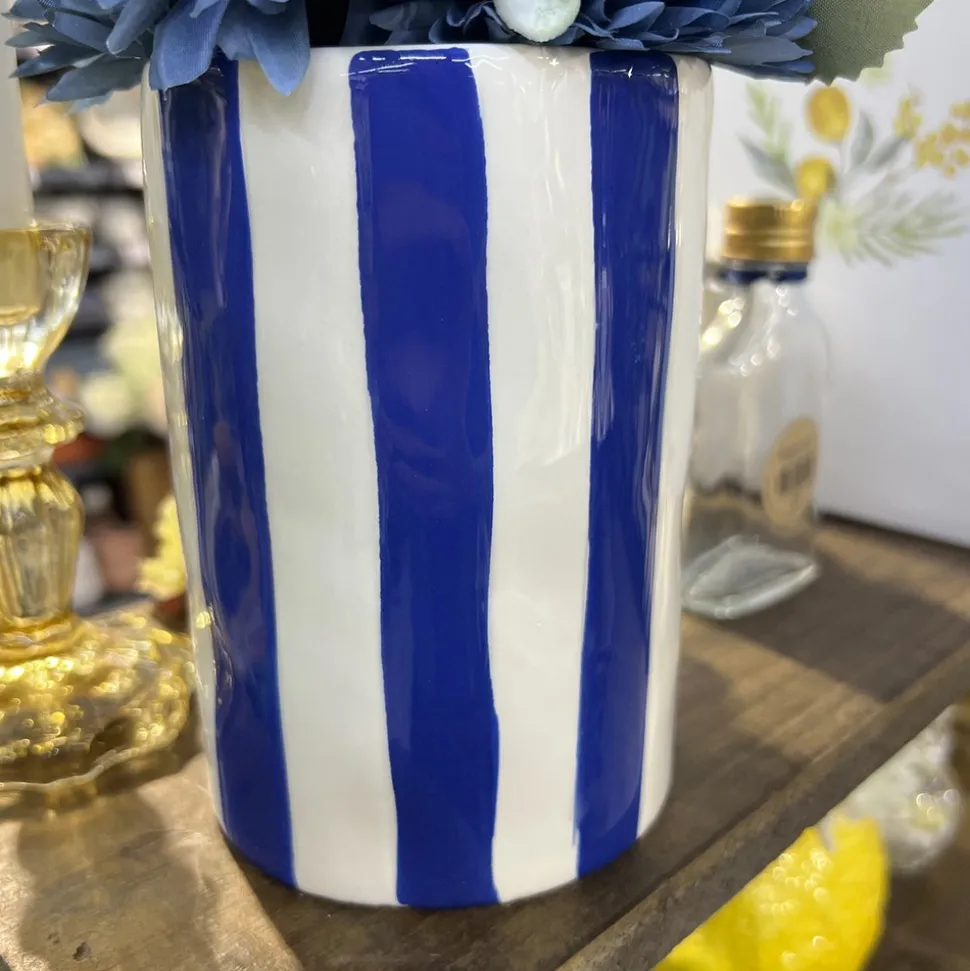 VASE CYLINDRIQUE CÉRAMIQUE 9.5X13.5CM BLEU ROI
