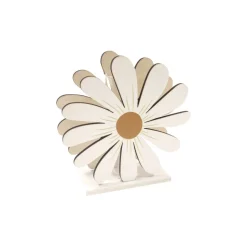 VASE DÉCO MARGUERITE BOIS 12.3X12X3.2CM BLANC