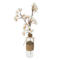 VASE FLEUR ARTIFICIELLE CERISIER 46CM BLANC-ROSE