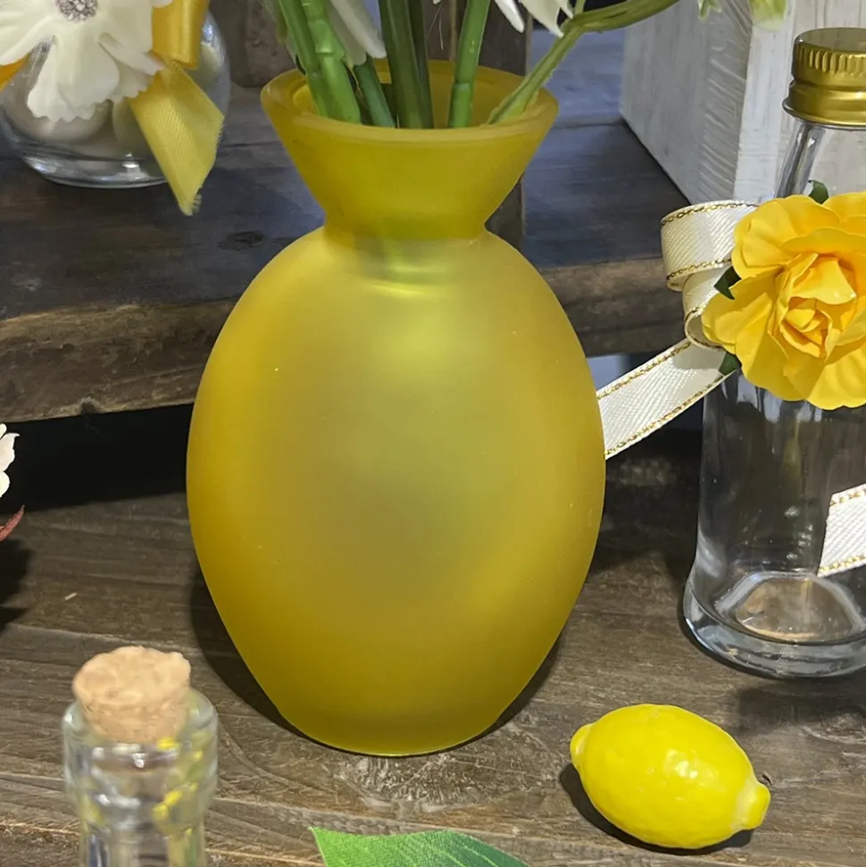 VASE VERRE BOMBÉ 7X10.5CM 150ML JAUNE