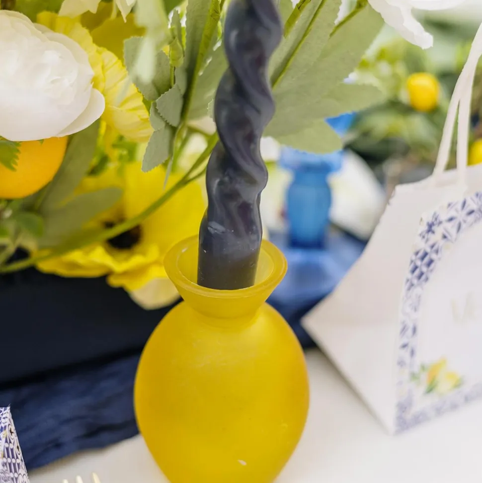 VASE VERRE BOMBÉ 7X10.5CM 150ML JAUNE
