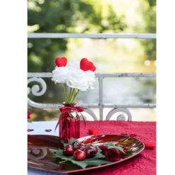VASE VERRE DÉCO RUBAN PENDENTIF CUR 10.5CM ROUGE