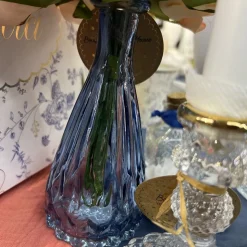 VASE VERRE FAÇONNÉ 6.8X14.5CM BLEU JEAN
