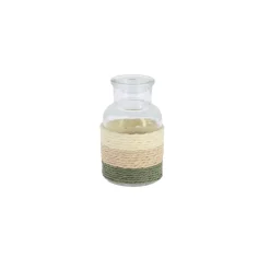 VASE VERRE FICELLE SOLÈNE 10CM BEIGE VERT