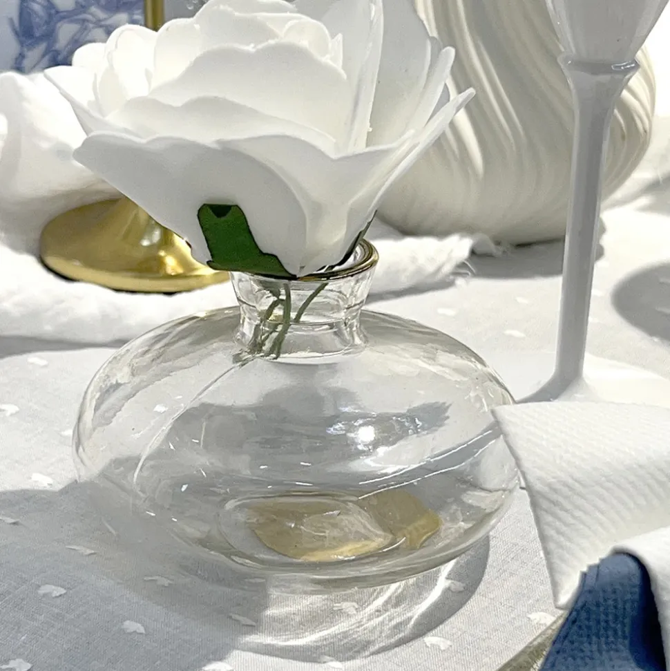 VASE VERRE LÉONIE LISERÉ OR 6.2X8.9CM TRANSPARENT