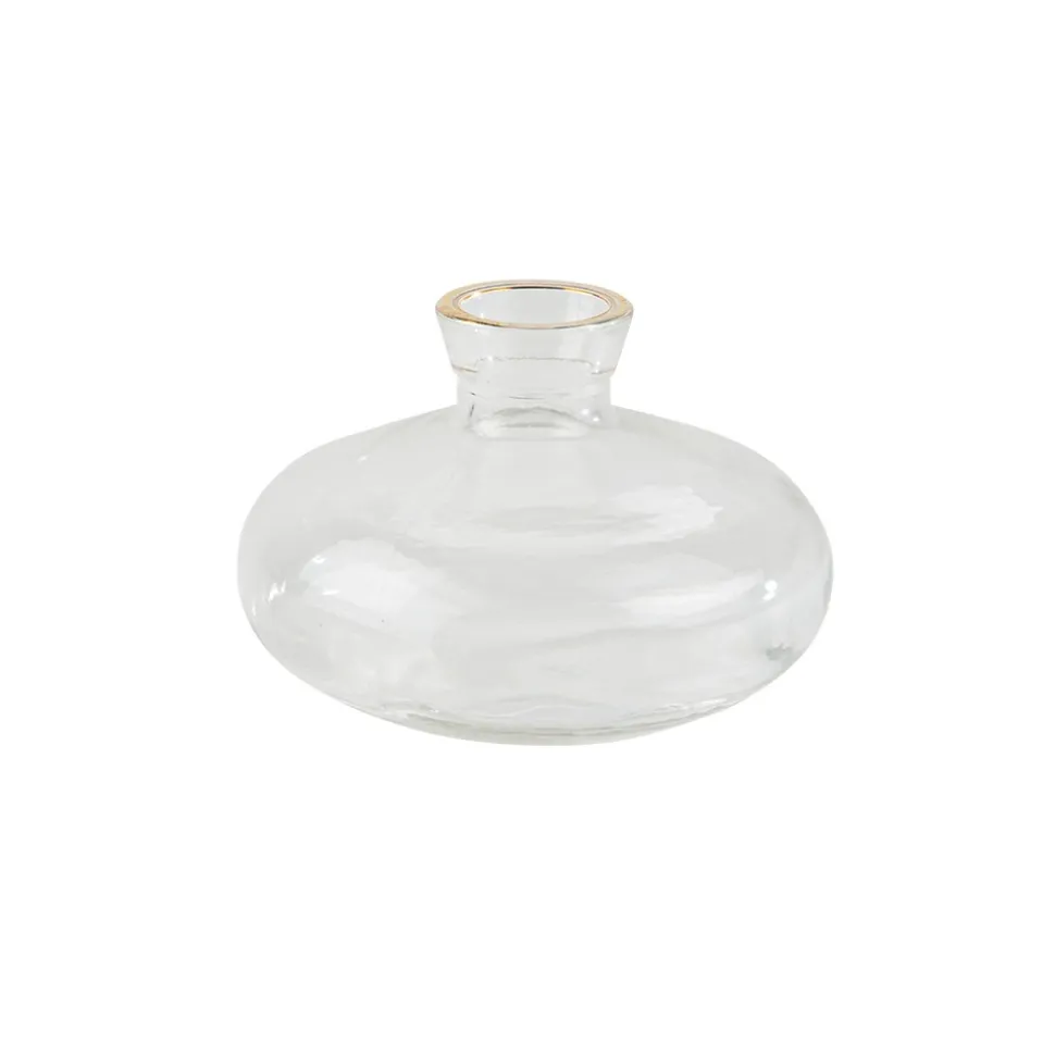 VASE VERRE LÉONIE LISERÉ OR 6.2X8.9CM TRANSPARENT
