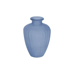 VASE VERRE ONDULÉ GIVRÉ 10.5CM 180ML BLEU ORAGE