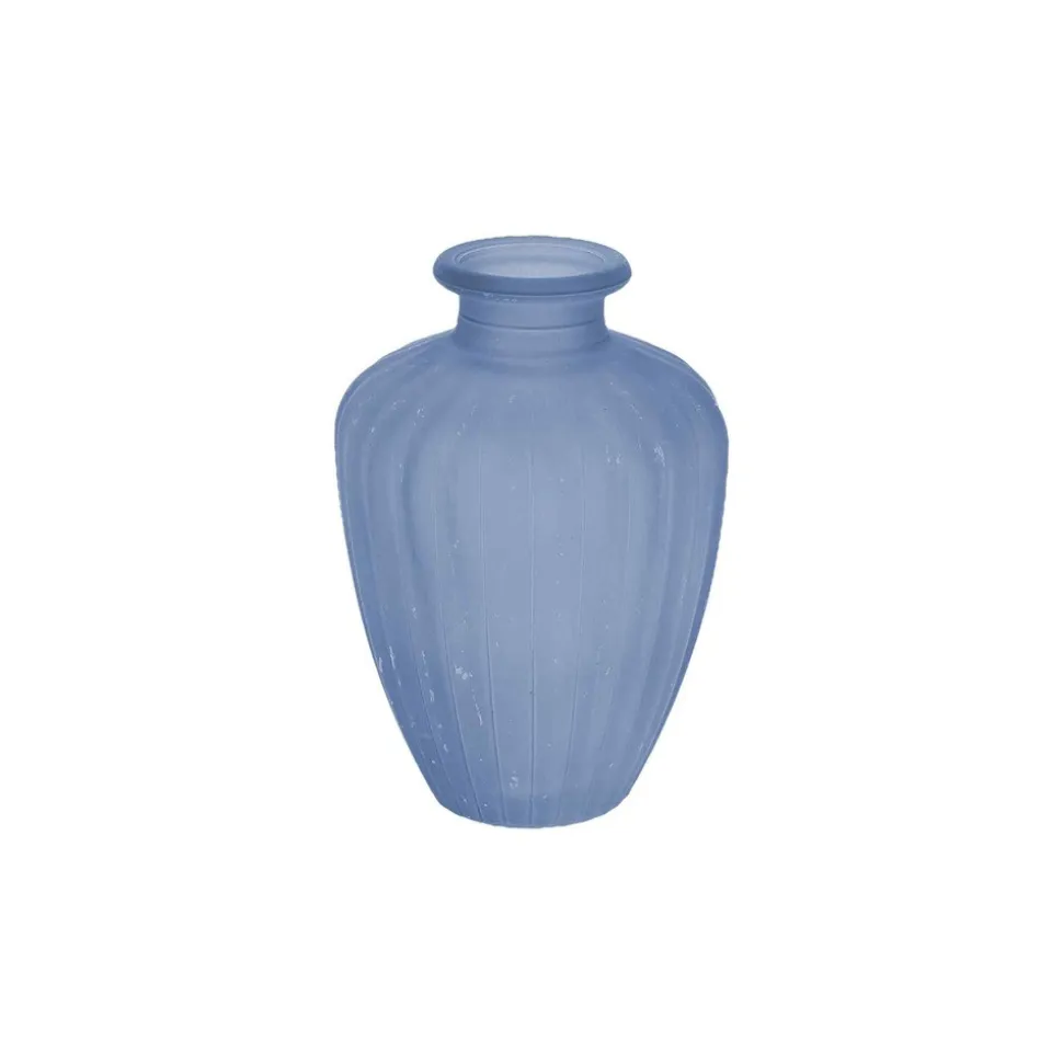 VASE VERRE ONDULÉ GIVRÉ 10.5CM 180ML BLEU ORAGE