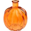 VASE VERRE STRIÉE ROND 13X15CM ORANGE