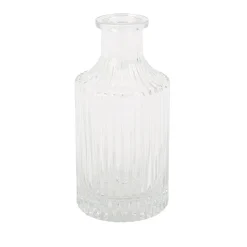 VASE VERRE STRIÉ VINTAGE 6.8X14.5CM TRANSPARENT