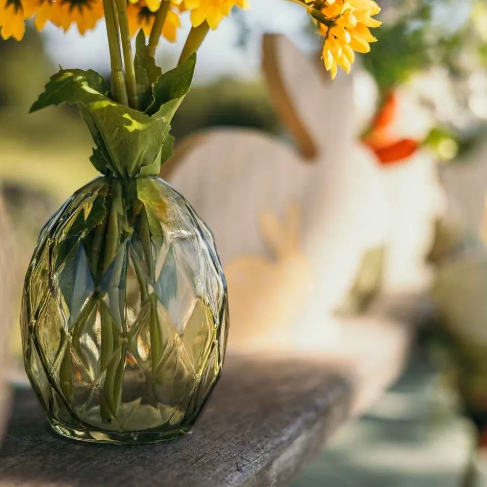 VASE VERRE UF FACETTÉ 8.5X10.5CM 330ML SAUGE