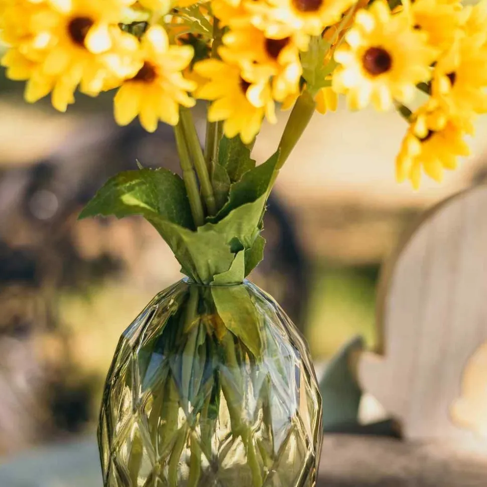 VASE VERRE UF FACETTÉ 8.5X10.5CM 330ML SAUGE