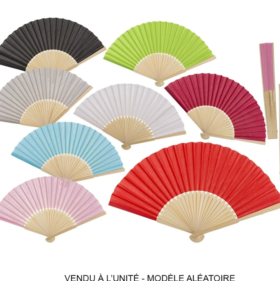 ÉVENTAIL COULEUR EN BAMBOU 21CM