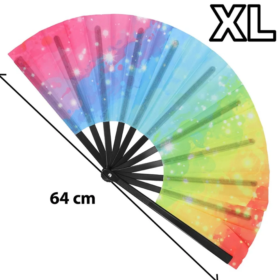 ÉVENTAIL RAVE VIBE UV 64CM MULTICOLORE