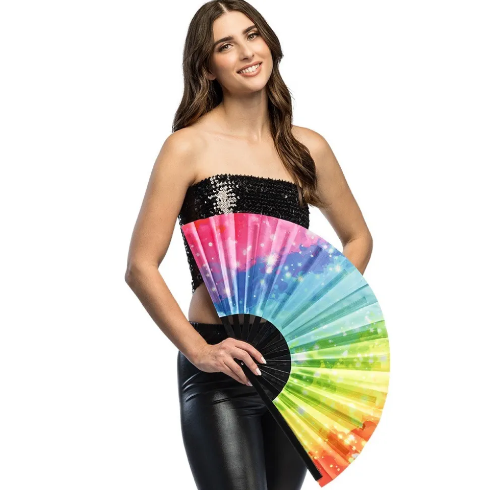 ÉVENTAIL RAVE VIBE UV 64CM MULTICOLORE