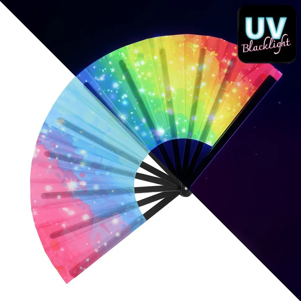 ÉVENTAIL RAVE VIBE UV 64CM MULTICOLORE