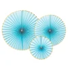 3 ÉVENTAILS DÉCO BLEU CLAIR 23-32-40CM