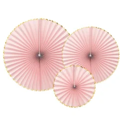 3 ÉVENTAILS DÉCO ROSE CLAIR 23-32-40CM