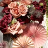 3 ÉVENTAILS DÉCO ROSE OR 13-25-32CM