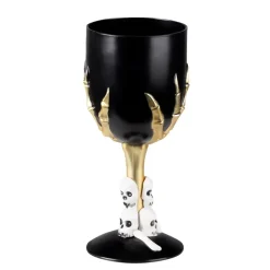 VERRE À PIED DÉCORATIF SQUELLETTE 25CL 17.5CM NOIR