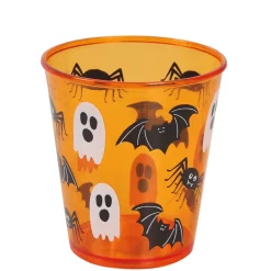 VERRE PLASTIQUE RÉUTILISABLE HALLOWEEN ORANGE 10CM