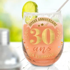 VERRE ROND TRANSPARENT ANNIVERSAIRE 30ANS