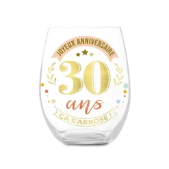 VERRE ROND TRANSPARENT ANNIVERSAIRE 30ANS