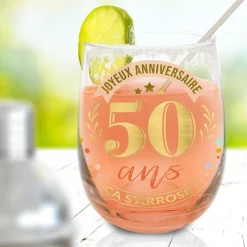 VERRE ROND TRANSPARENT ANNIVERSAIRE 50ANS